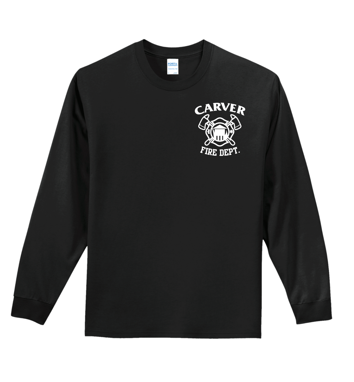 Carver Fire Port & Co® Long Sleeve Essential Tee (STACKED TEXT BACK)