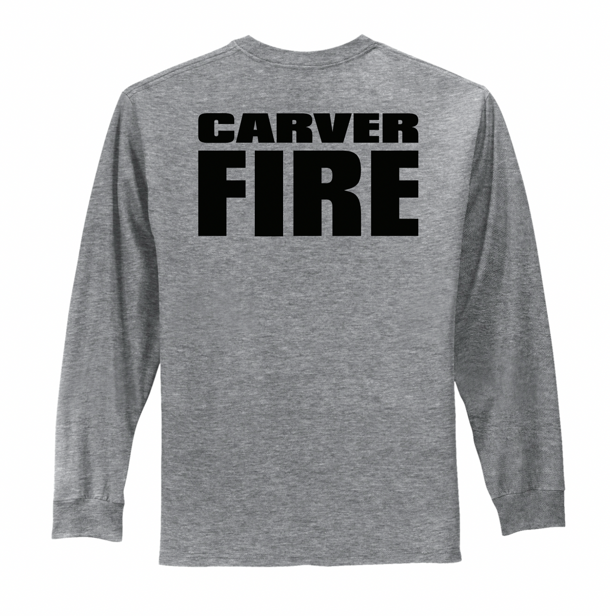 Carver Fire Port & Co® Long Sleeve Essential Tee (STACKED TEXT BACK)