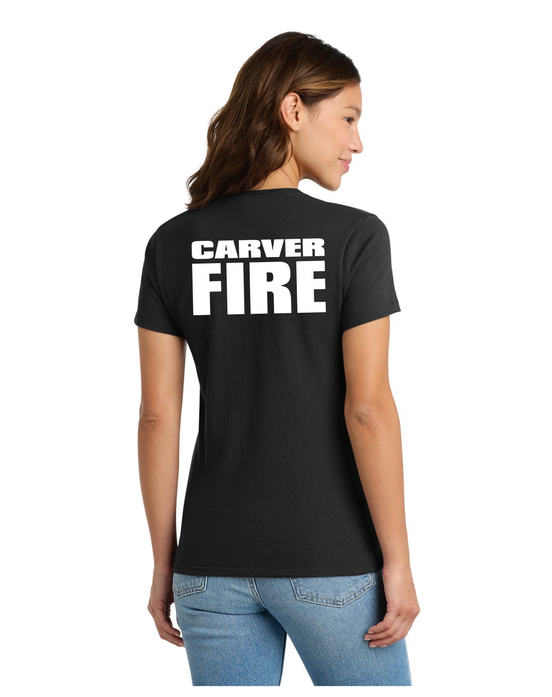 Carver Fire Port & Co® Women's Essential Tee (STACKED TEXT BACK)
