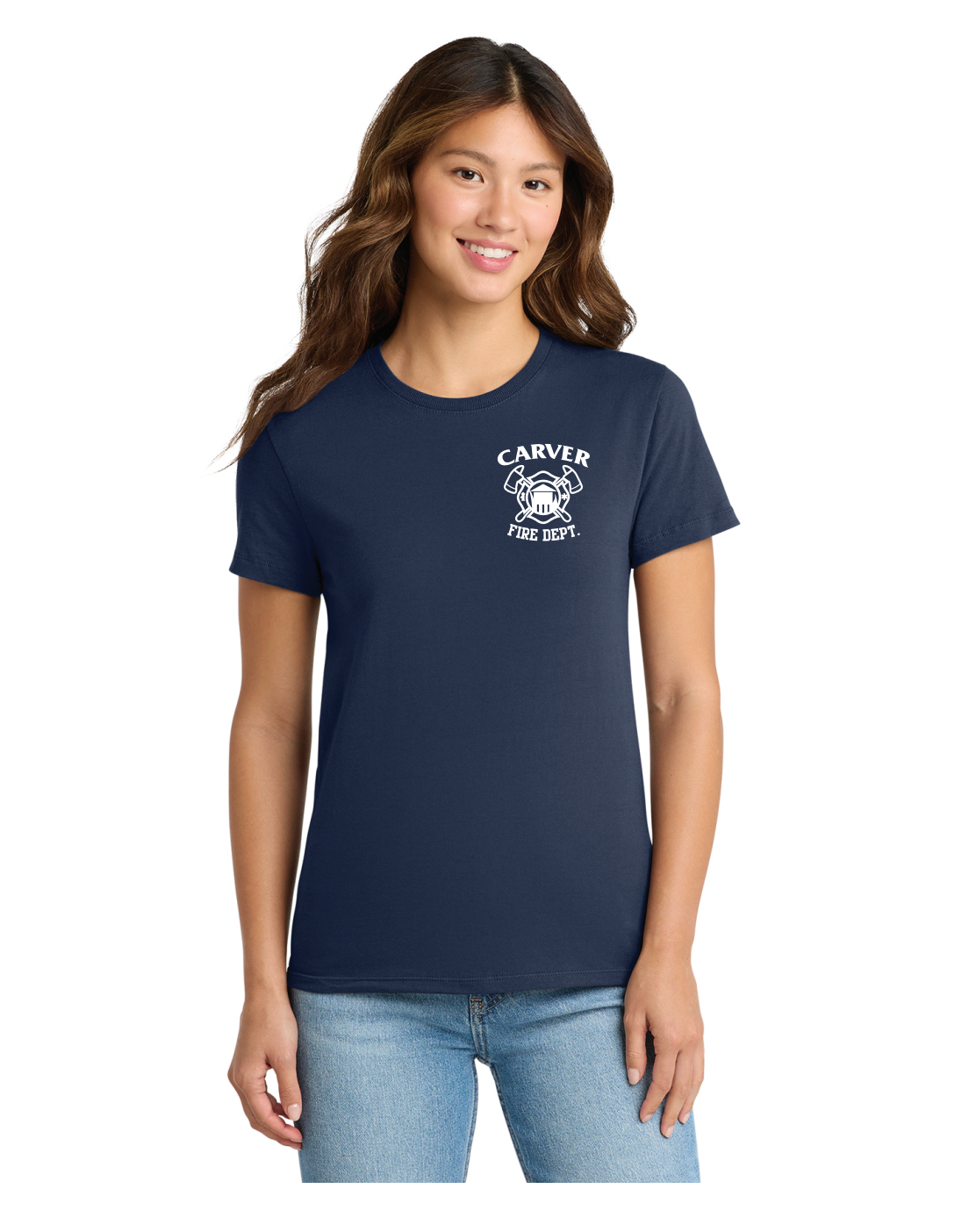 Carver Fire Port & Co® Women's Essential Tee (STACKED TEXT BACK)