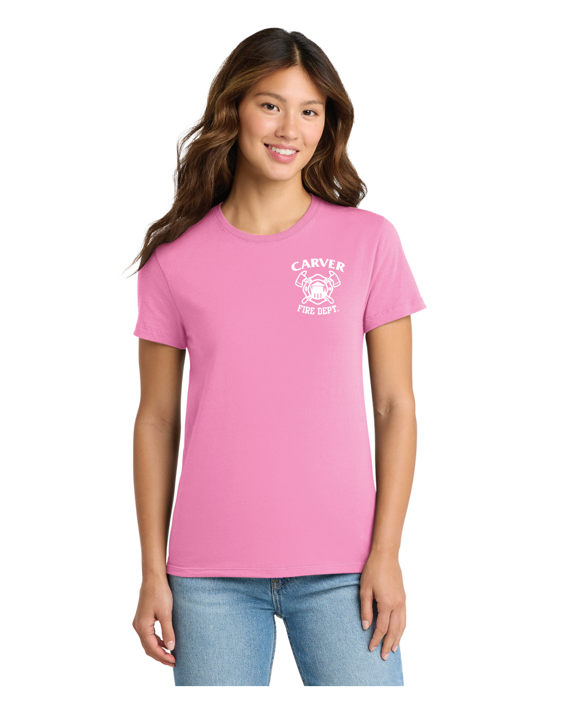 Carver Fire Port & Co® Women's Essential Tee (STACKED TEXT BACK)
