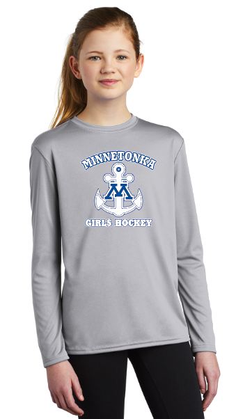 Minnetonka Port & Company ® Youth Long Sleeve Performance Tee - Silver