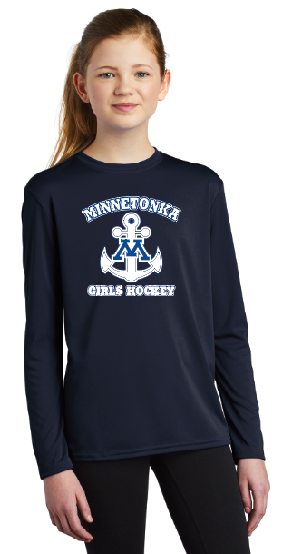 Minnetonka Port & Company ® Youth Long Sleeve Performance Tee - Black