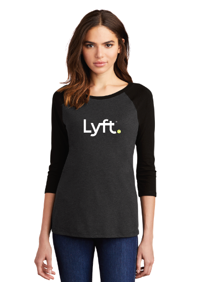 Lyft24 District ® Women’s Perfect Tri ® 3/4-Sleeve Raglan - BLACK/BLACK