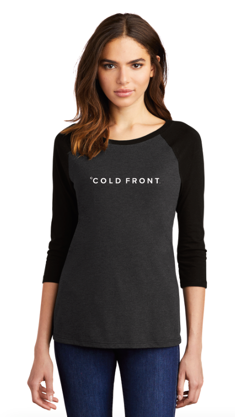 Cold Front District ® Women’s Perfect Tri ® 3/4-Sleeve Raglan - BLACK/BLACK