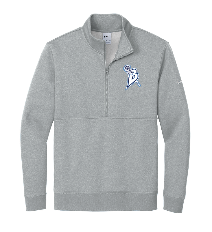 Blaine Lacrosse Nike Club Fleece Sleeve Swoosh 1/2-Zip - DARK GREY HEATHER