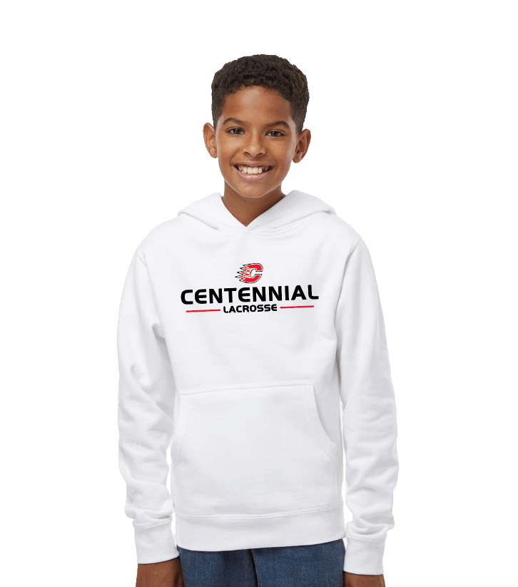 Centennial Lax Youth Midweight Hooded Sweatshirt - WHITE