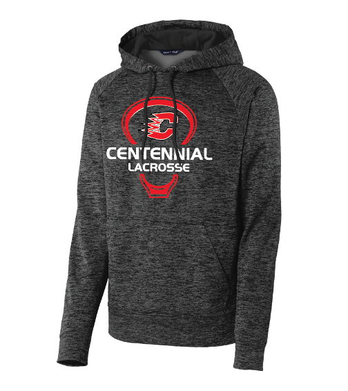 Centennial Lax Sport-Tek® PosiCharge® Electric Heather Fleece Hooded Pullover - GREY/BLACK