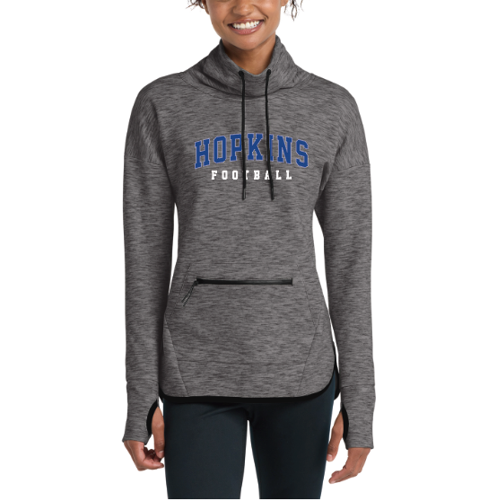 Hopkins Football Sport-Tek® Women's Triumph Cowl Neck Pullover - DARK GREY HEATHER