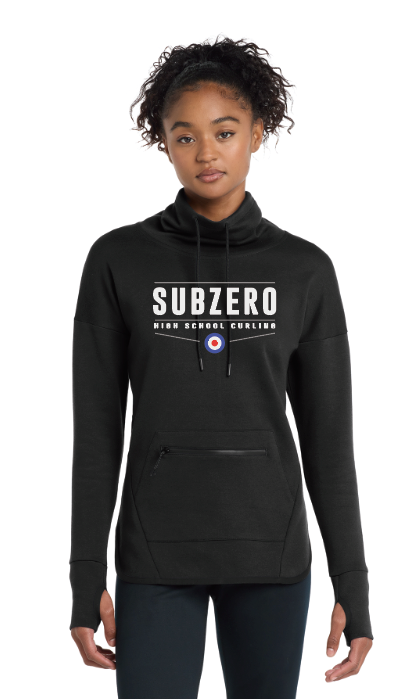 Subzero Curling Sport-Tek® Women's Triumph Cowl Neck Pullover - BLACK