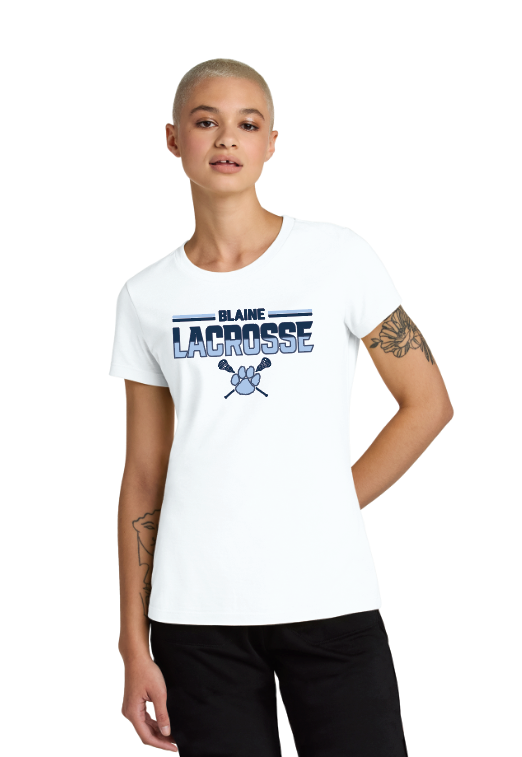 Blaine Lacrosse District® Women’s Perfect Weight® CVC Tee - WHITE
