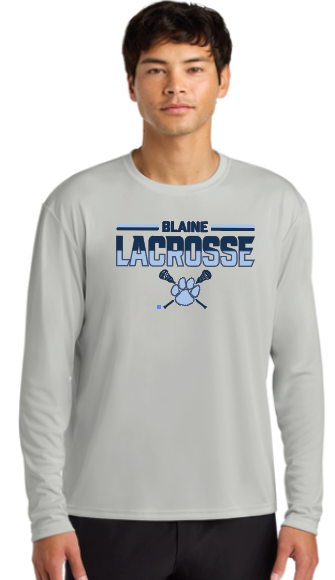 Blaine Lacrosse A4 Cooling Performance Long Sleeve Tee - SILVER