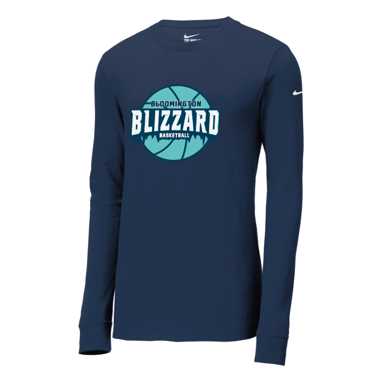Bloomington Basketball Nike Dri-FIT Cotton/Poly Long Sleeve Tee - NAVY