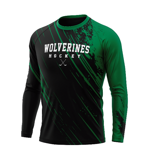 Rock Ridge Hockey Sublimated Long-Sleeve Shooter Shirt - BLACK/GREEN