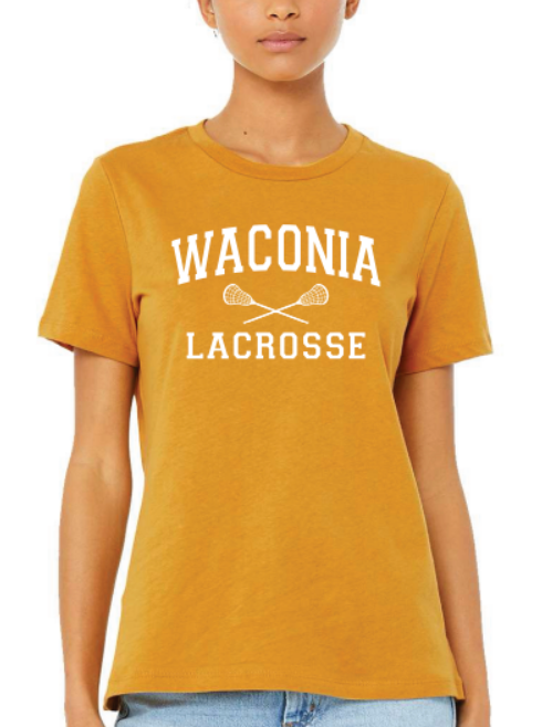 Waconia Lacrosse Women’s Relaxed Fit Heather CVC Tee - HEATHER MUSTARD
