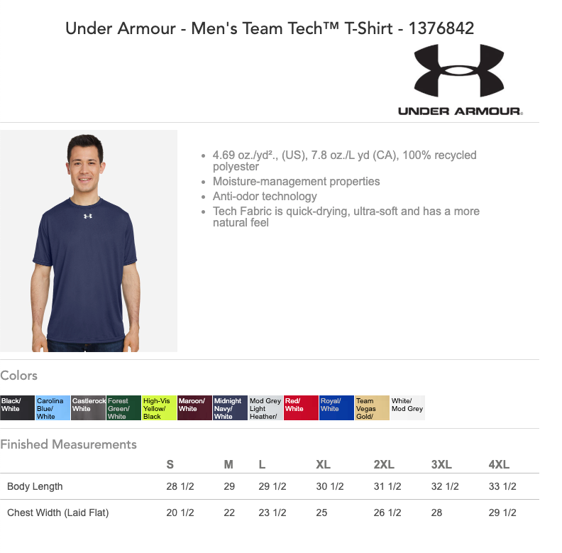Cambridge Under Armour Men's Team Tech™ T-Shirt - MOD GREY