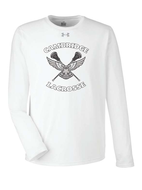 Cambridge Under Armour Men's Team Tech™ Long Sleeve T-Shirt - WHITE