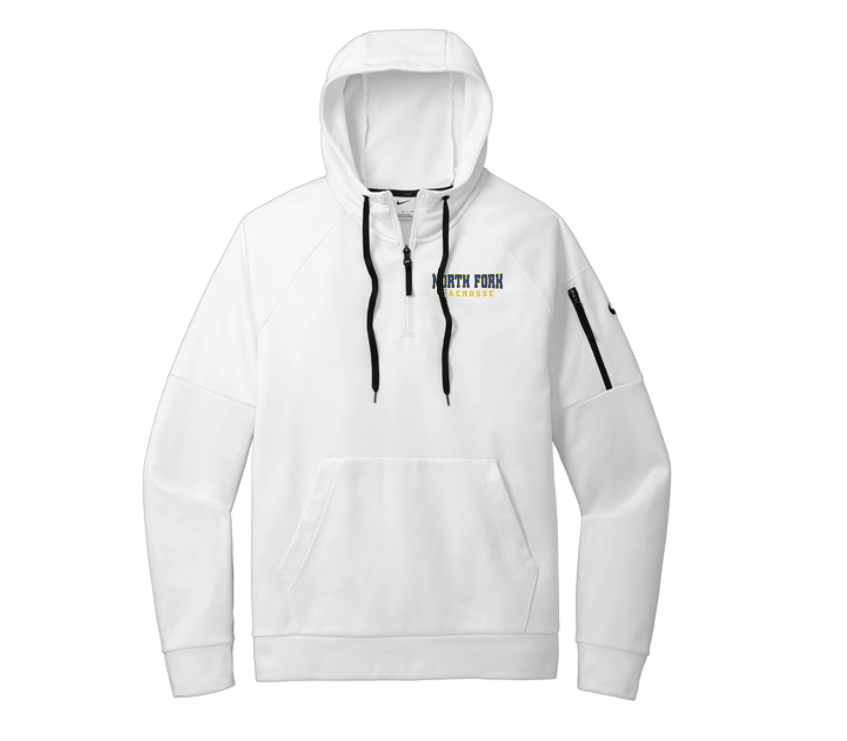 North Fork Lacrosse Nike Therma-FIT Pocket 1/4-Zip Fleece Hoodie - WHITE
