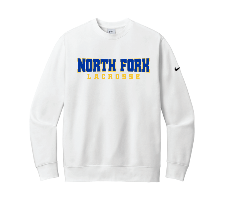 North Fork Lacrosse Nike Club Fleece Crew - WHITE
