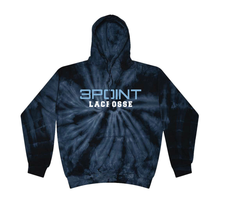 3 Point Lacrosse Tie-Dyed Hooded Sweatshirt - GRAY