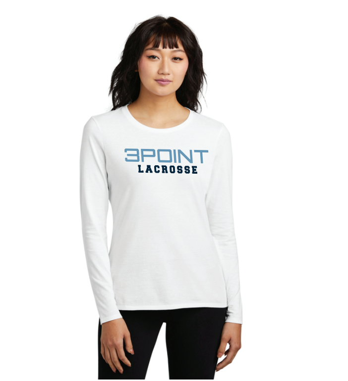3 Point Lacrosse District® Women’s Perfect Blend Long Sleeve Tee - WHITE