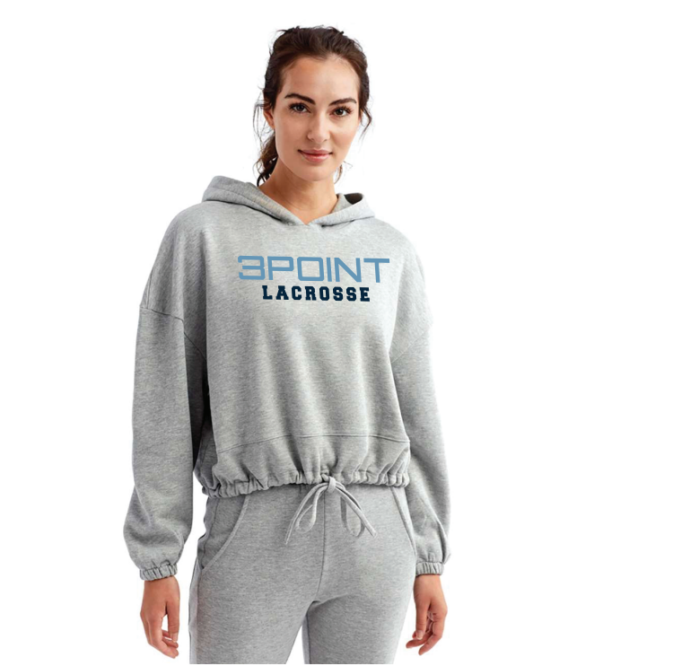3 Point Lacrosse Women's Cropped Maria Hooded Sweatshirt - GRAY