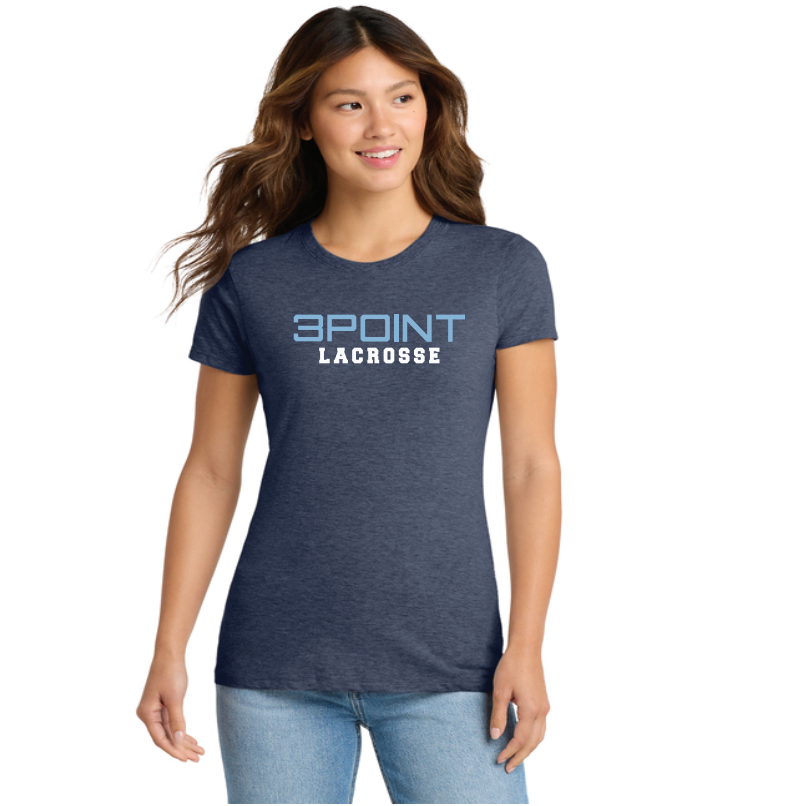 3 Point Lacrosse Port & Company® Women's Core Cotton Tee - NAVY