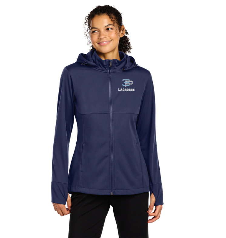 3 Point Lacrosse Sport-Tek® Women's Hooded Soft Shell Jacket - NAVY