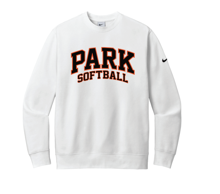 SLP Softball Nike Club Fleece Sleeve Swoosh Crew - WHITE