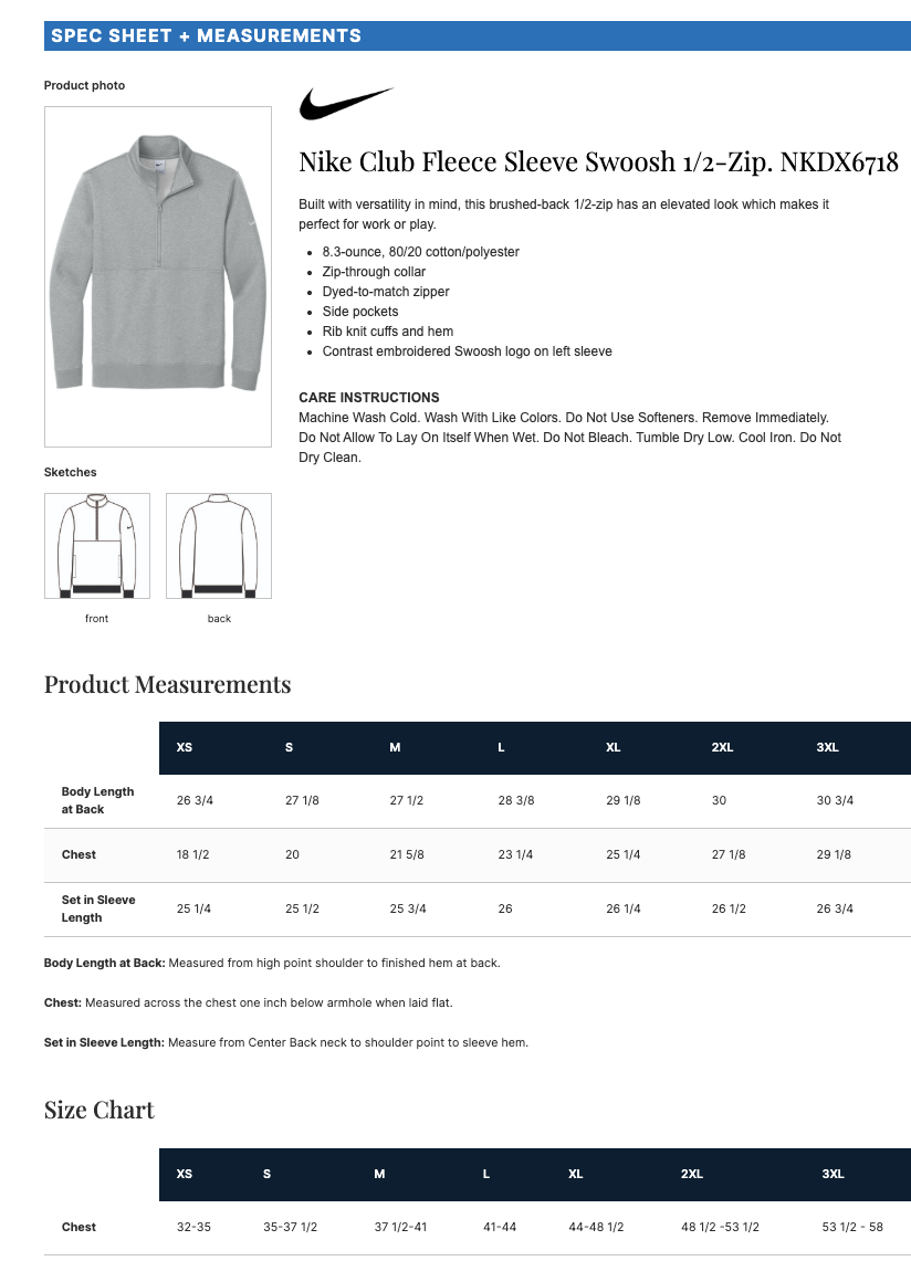 Blaine Lacrosse Nike Club Fleece Sleeve Swoosh 1/2-Zip - DARK GREY HEATHER