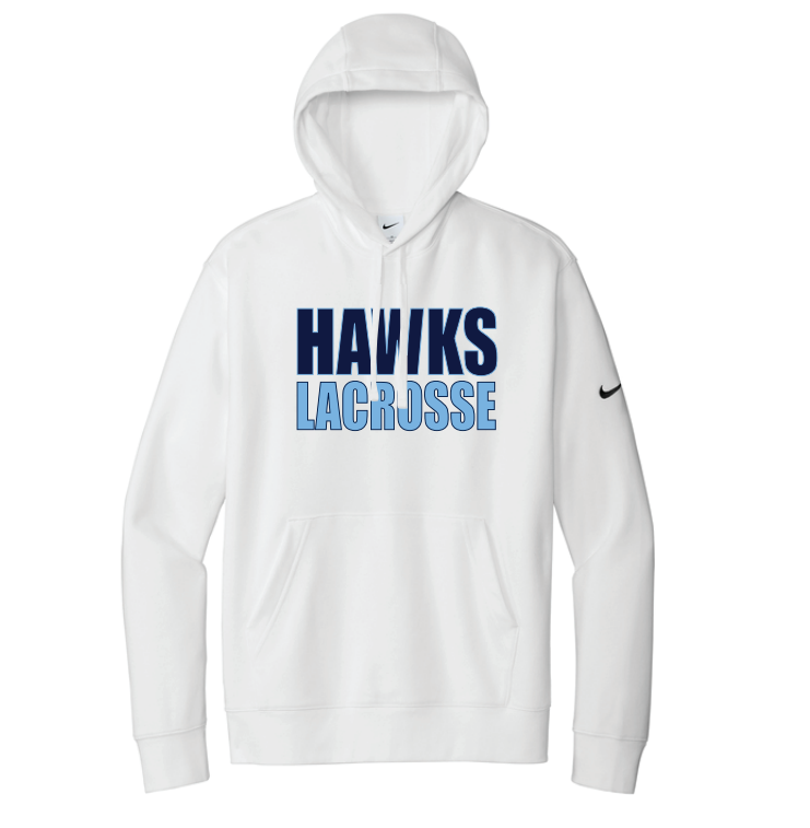 Hardin Valley Lacrosse Nike Club Fleece Sleeve Swoosh Pullover Hoodie - WHITE