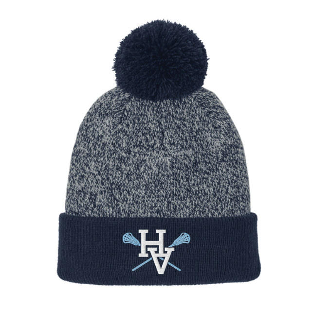 Hardin Valley Lacrosse Sport-Tek® Halftime Heather Pom Beanie - NAVY