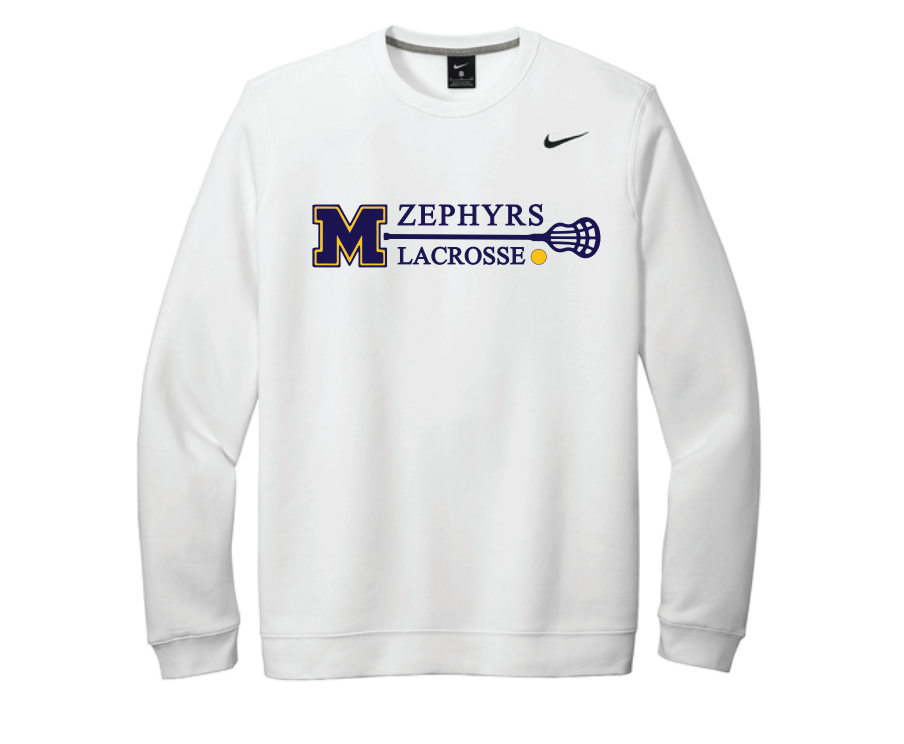 Mahtomedi Lacrosse Men's Nike Club Fleece Crew - WHITE