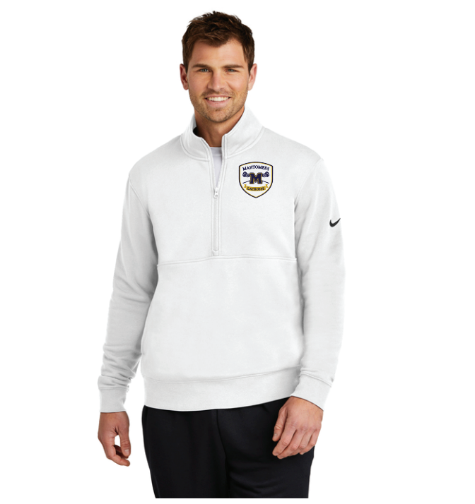 Mahtomedi Lacrosse Nike Club Fleece Sleeve Swoosh 1/2-Zip - WHITE