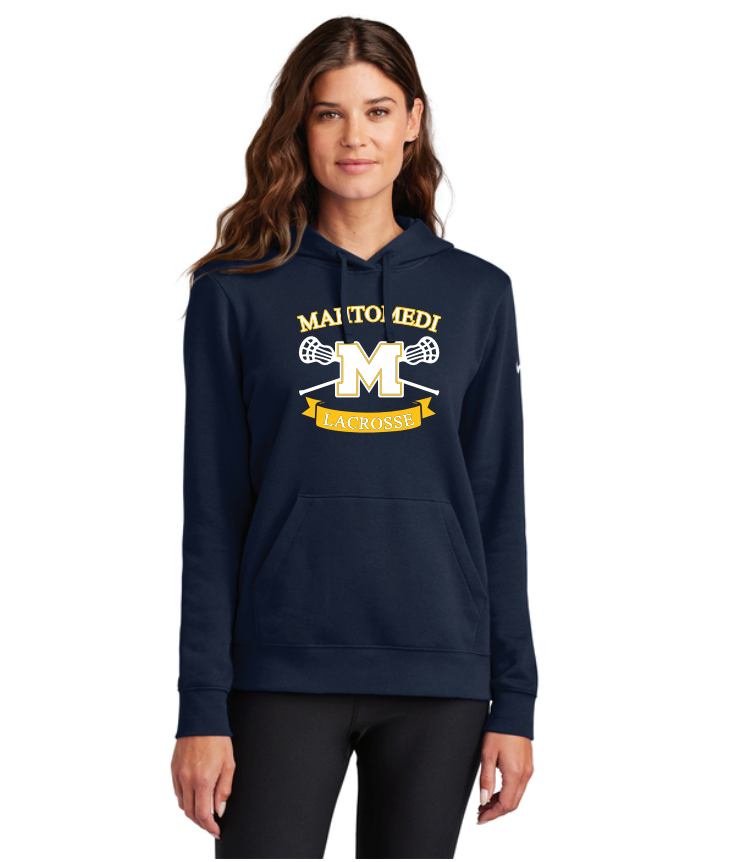 Mahtomedi Lacrosse Nike Women's Club Fleece Sleeve Swoosh Pullover Hoodie - NAVY
