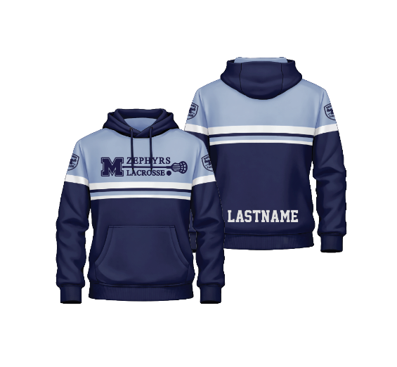 Mahtomedi Lacrosse Sublimated Fleece Hoodie - NAVY/LIGHT BLUE