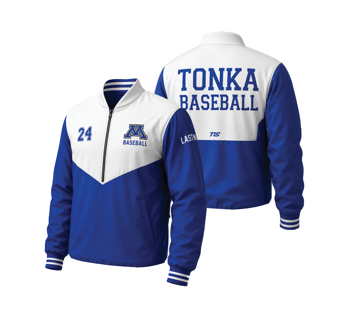 Minnetonka Baseball *QUARTER-ZIP* Warm-Up Jacket - ROYAL/WHITE