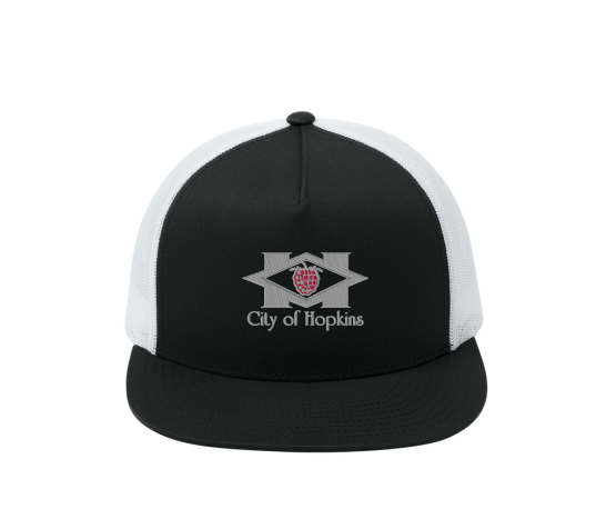 City of Hopkins 5-Panel Classic Trucker Mesh Back Cap - BLACK/WHITE