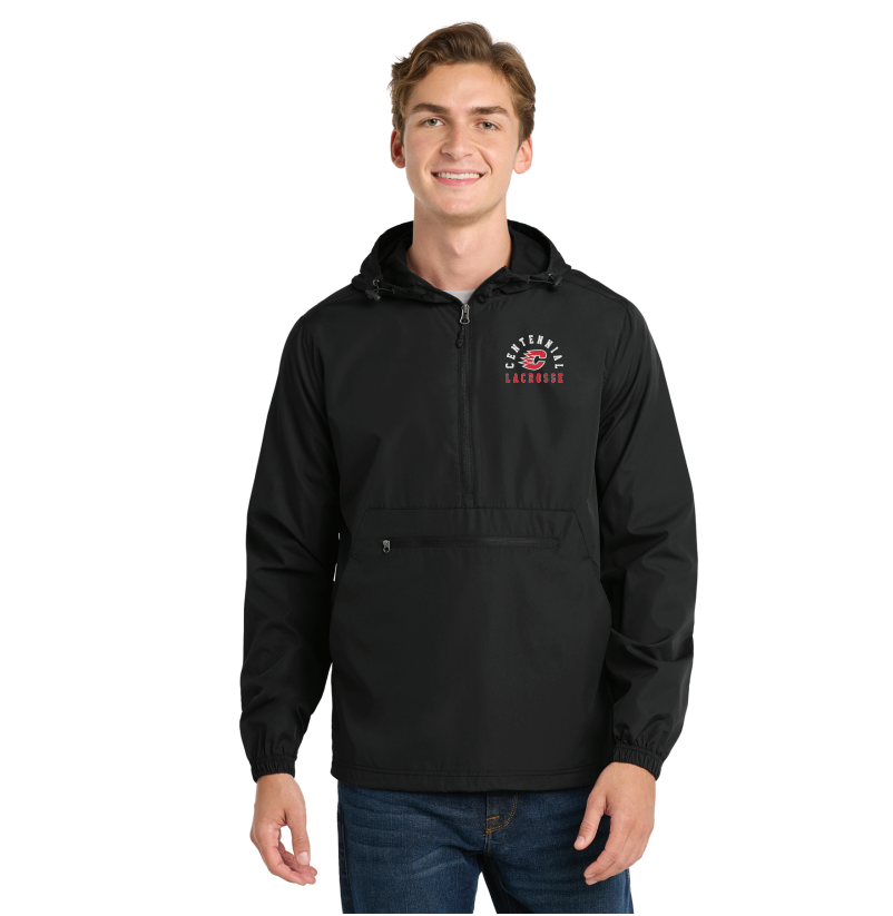 Centennial Lacrosse Sport-Tek ® Packable Anorak - BLACK