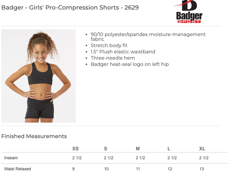 Forest Lake Hockey Badger Women’s 3" Pro-Compression Shorts - BLACK