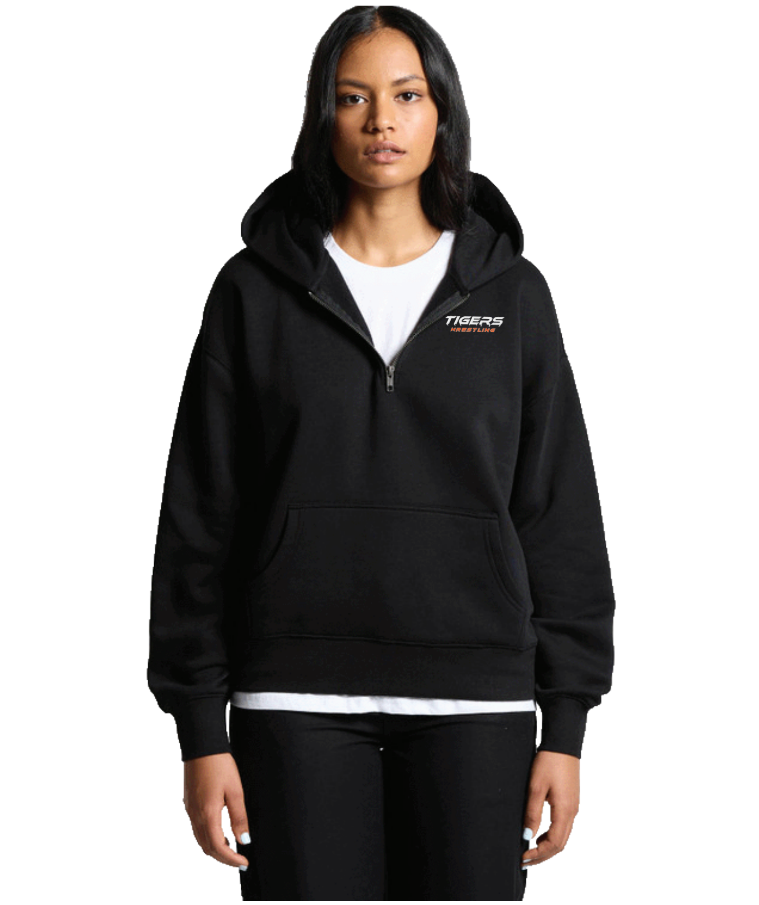 Farmington Wrestling Wo's Relax Half Zip Hood - BLACK