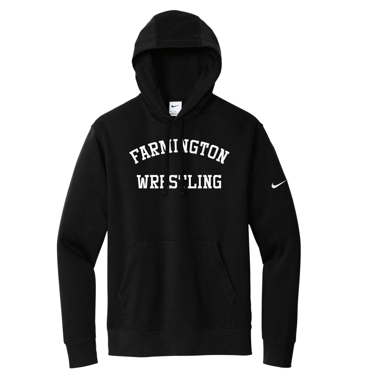 Farmington Wrestling Nike Club Fleece Sleeve Swoosh Pullover Hoodie - BLACK