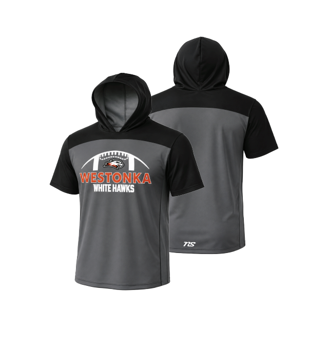 Westonka Football Sublimated Hooded Tshirt - Grey/Black