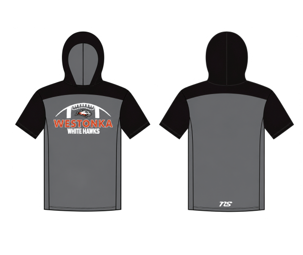 Westonka Football Sublimated Hooded Tshirt - Grey/Black