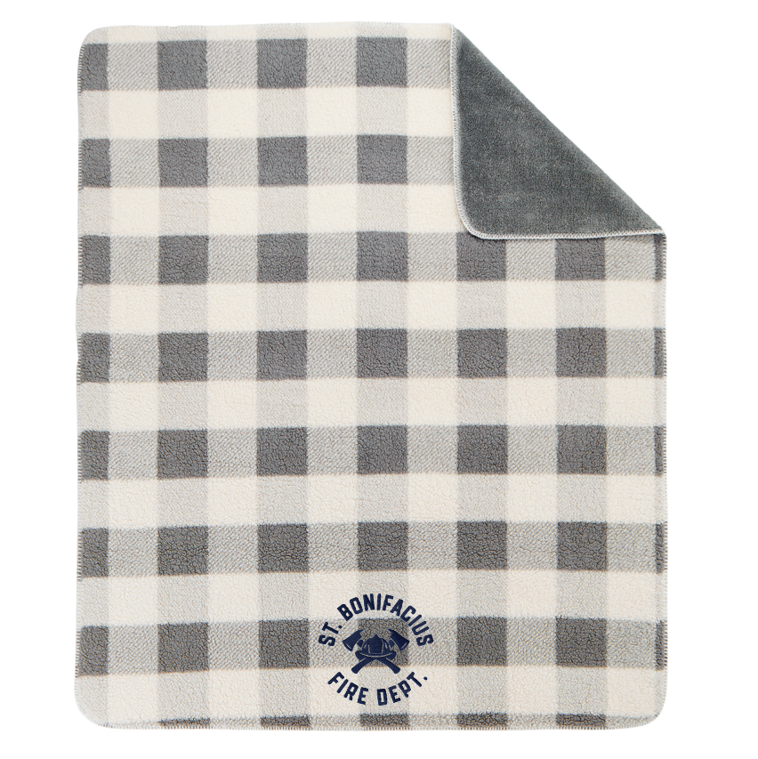 St. Bonifacius Fire Port Authority® Double-Sided Sherpa/Plush Blanket - GREY/WHITE