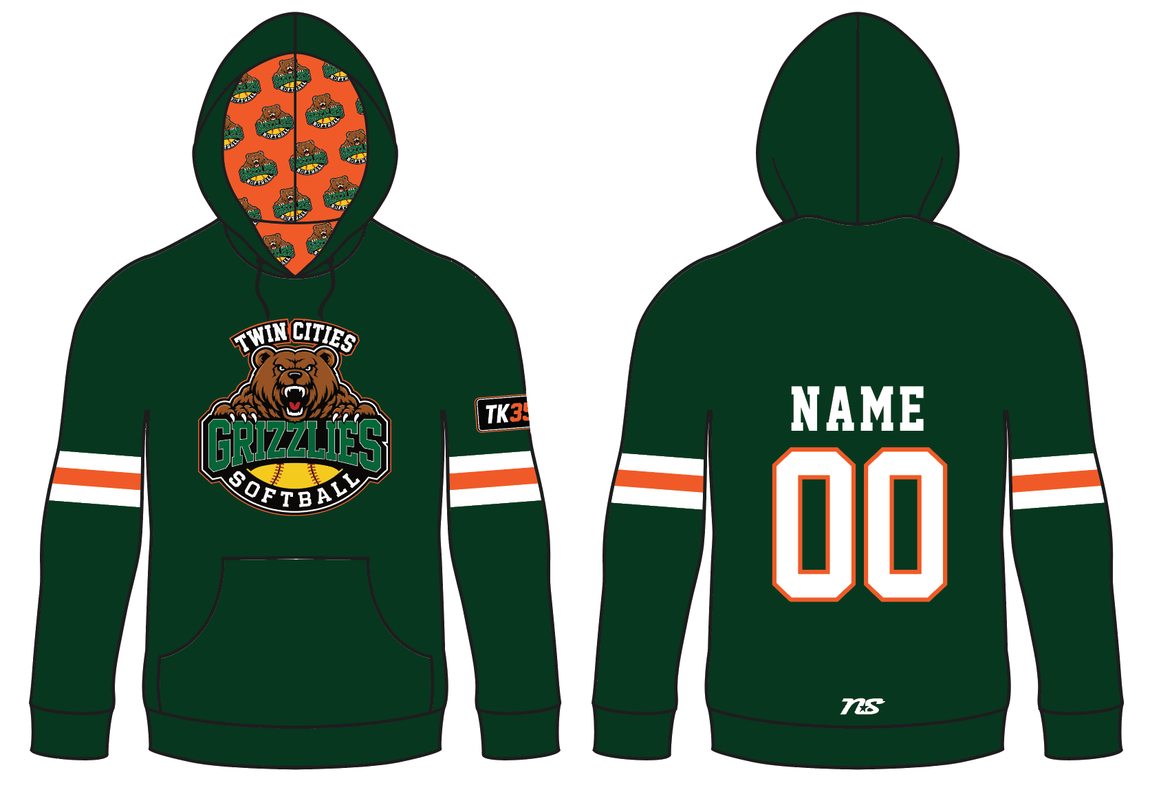TC Grizzlies Softball - Sublimated Long Sleeve Hoodie
