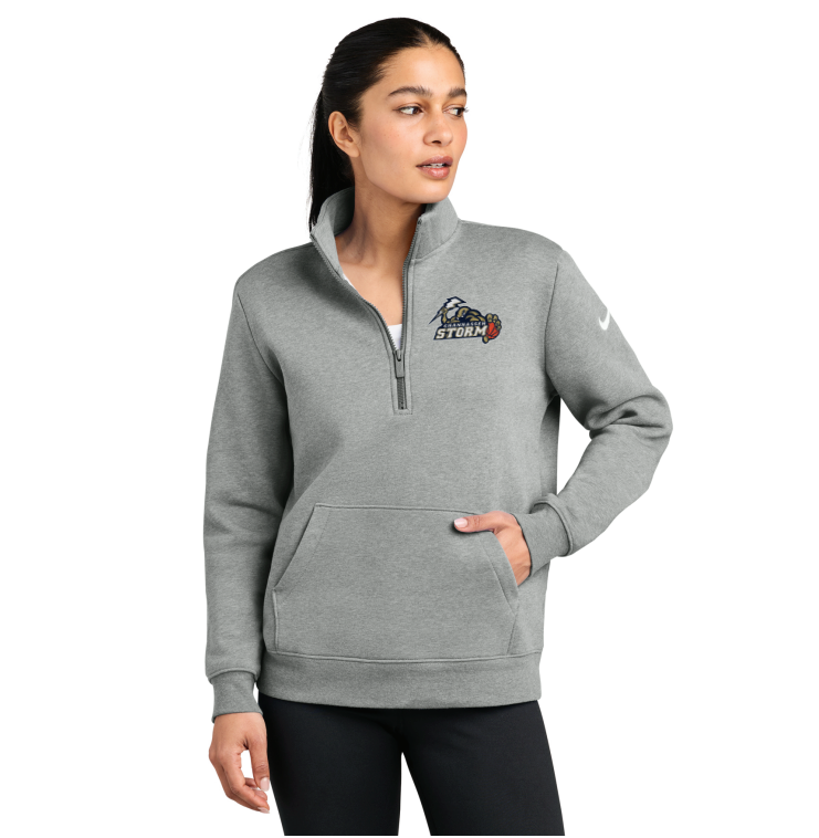 Chanhassen Girls Basketball Nike Women's Club Fleece Sleeve Swoosh 1/2-Zip - GREY