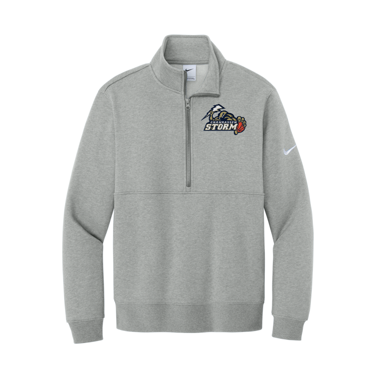 Chanhassen Girls Basketball Men's Nike Club Fleece Sleeve Swoosh 1/2-Zip - WHITE