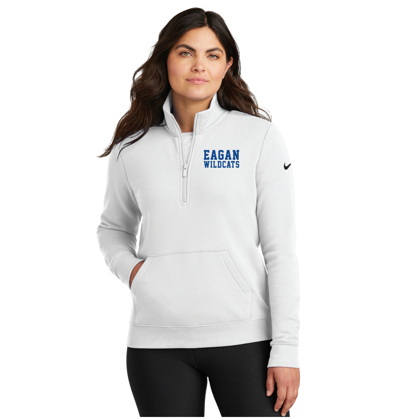 Eagan Basketball Nike Women's Club Fleece Sleeve Swoosh 1/2-Zip - WHITE