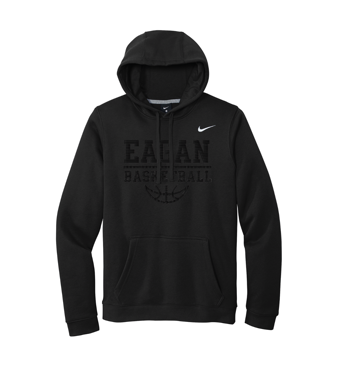 Eagan Basketball Nike Club Fleece Pullover Hoodie *3D PUFF EMBROIDERY* - BLACK ON BLACK